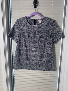 mercer & madison Navy and White Textured Short-Sleeve Top